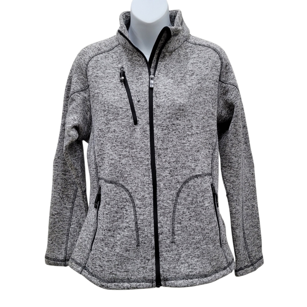 North End Sport Grey Fleece Zip Up Jacket Size: Large